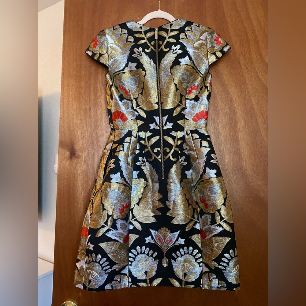 Ted Baker Imoen Opulent Orient Jacquard Dress Womens Size 1 US 4 Pocket Cocktail - Picture 6 of 11